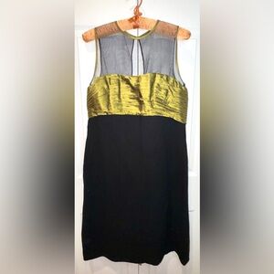 Crisada Chris Kole black dress with green trim detail. Bow back. Est size 2-4